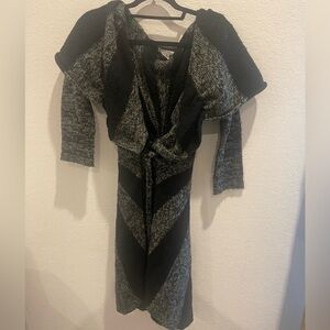 Alberto Makali Black/Grey Cardigan with Waist Tie Size Medium